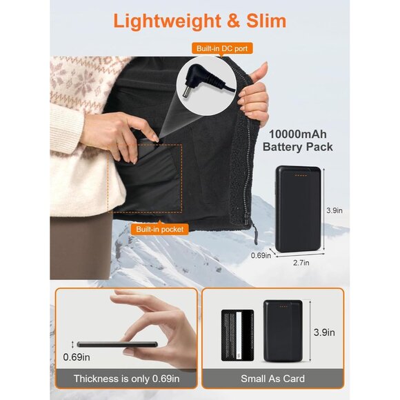 Fleece Heated Vest Women Lightweight Winter Electric with Battery Pack Small - Picture 5 of 8